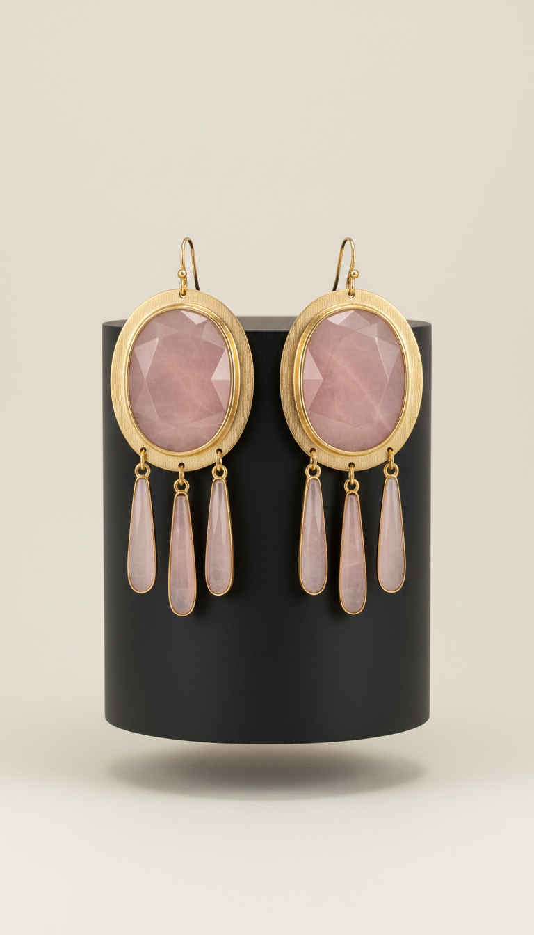 Rose Quartz Statement Earrings
