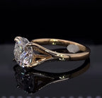 Side angled view showcasing the brilliant refraction and split cathedral setting of a 3 carat lab diamond ring.