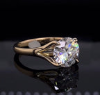Opposite side view highlighting the symmetry and fire of a 3 CT round lab grown diamond engagement ring.