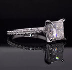 Three-quarter view highlighting the brilliant geometric facets of a 2 carat princess cut lab created diamond.