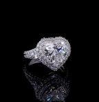 Front view showcasing the brilliant refraction and symmetry of a 4 CT heart shape lab diamond ring.
