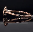 Profile view detailing the smooth band connection to the bezel cup of a cushion lab diamond engagement ring.