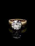 Front face-up photograph showing the cut and symmetry of a 3 ct round lab grown diamond engagement ring.