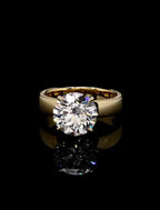 Front face-up photograph showing the cut and symmetry of a 3 ct round lab grown diamond engagement ring.