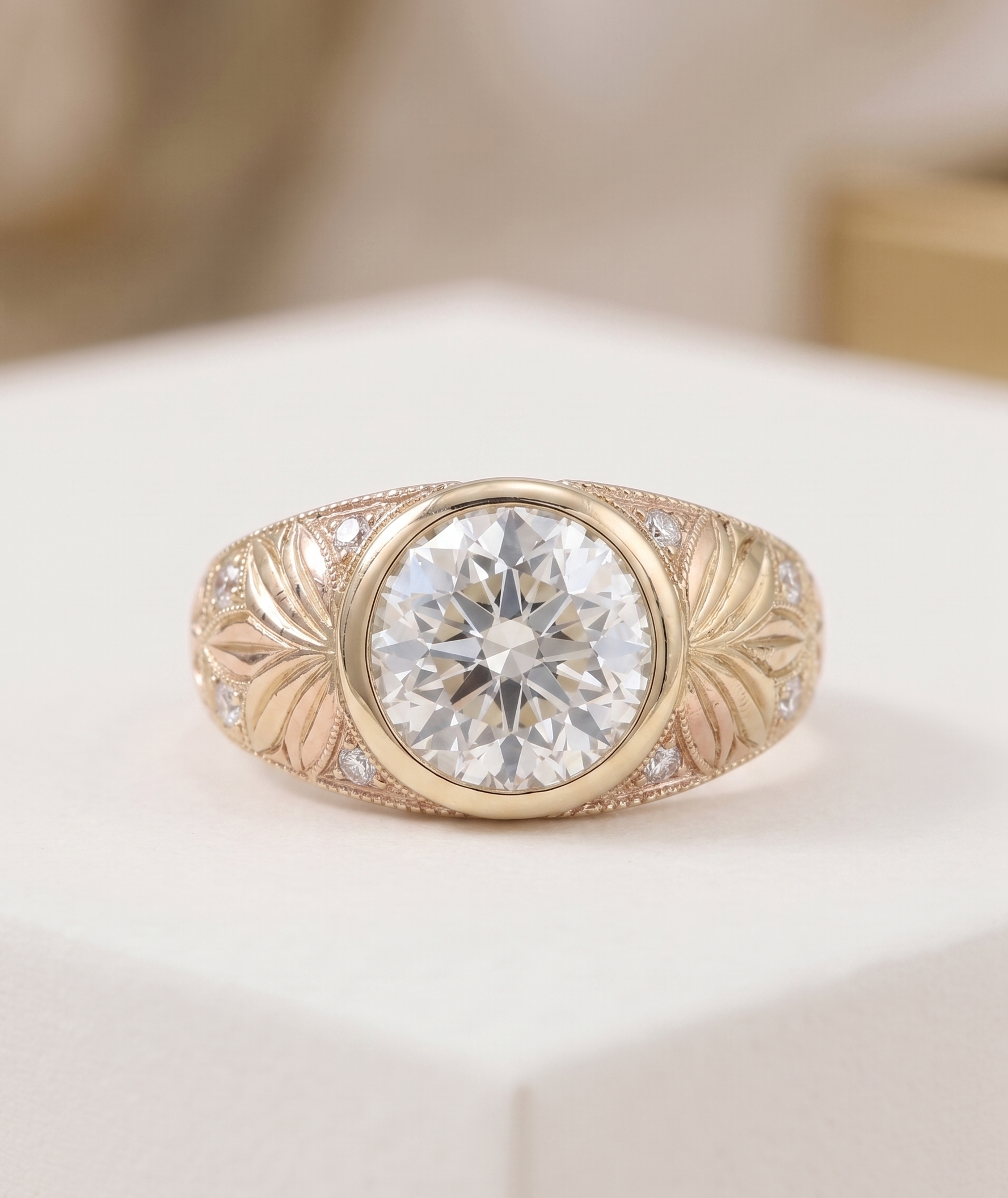 Bezel Set Round Cut Lab grown Diamond Ring