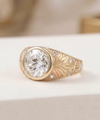 Floral hand Engraved Band Ring