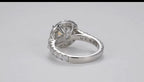 Under gallery view of a 3 CT round lab diamond halo ring showcasing the inner band structure and prong setting