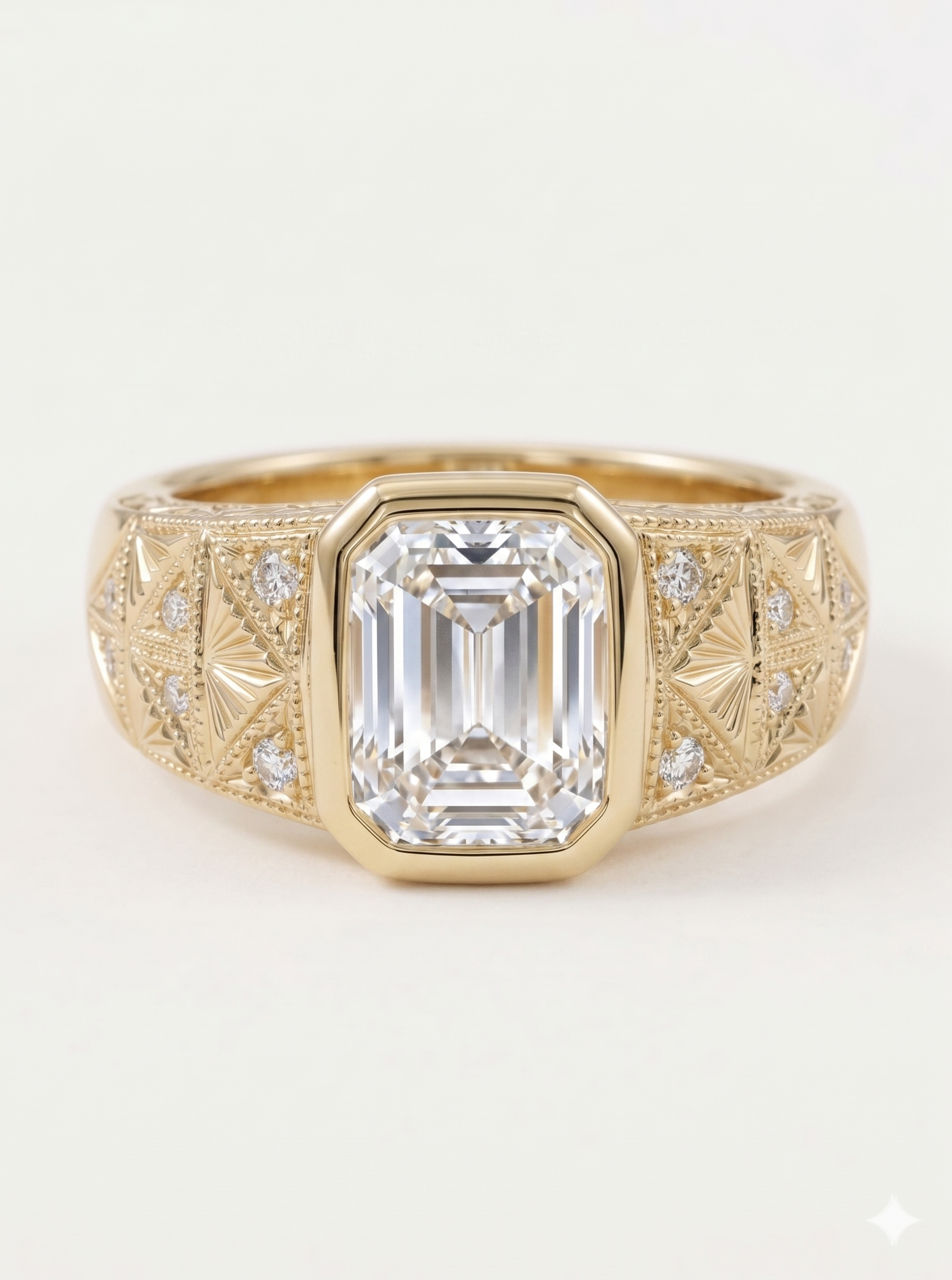 Bezel Set 4 CT Emerald Cut IGI Certified lab Grown Diamond Ring