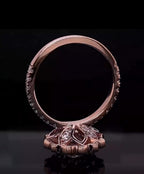 Undergallery view showing the flower-inspired carved basket of 3 Carat Round Lab Diamond Ring