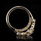 Side profile detailing the engraved inner arch and gold setting of a 4 CT Marquise Lab Diamond Ring