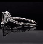 Side profile view showing the hidden halo collar and pavé band on a 3 CT Radiant Lab Diamond Ring