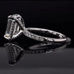 Angled side profile showing slim micro-pavé band and setting on a 3 CT Emerald Cut Lab Diamond Ring
