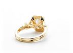 Under-gallery detail of 2 CT emerald cut lab created diamond engagement ring