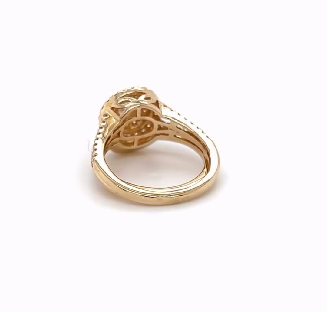 Alternate undergallery perspective showing the dual band fit and setting detail of the lab diamond ring set.