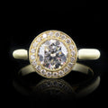 Close-up front view highlighting the brilliance and milgrain detail of a 2 carat round lab diamond halo ring
