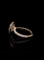 Profile view highlighting basket detail and micro-pavé band of 3 CT oval lab diamond ring
