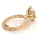 Perspective view showing the 6-prong head setting of a 3 carat oval lab diamond ring