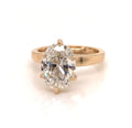 Direct top front view highlighting the cut and sparkle of a 3 carat oval lab grown diamond