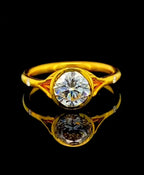 2 CT Round Lab Grown Diamond Bezel Setting Ring with Accent Diamonds