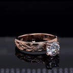 Three-quarter view of a vintage style 2 CT round lab diamond ring with accent diamonds in band