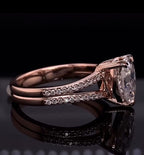 Side view showing the split shank structure and side profile of a 2 CT pear lab diamond ring
