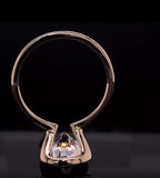 Under-gallery view showing the open cathedral basket setting holding a 3 CT cushion lab grown diamond.