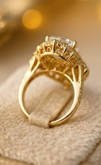 Vintage Scalloped 4 CT Oval Lab Diamond Engagement Ring