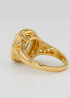 Floral Engraved 3 CT Oval Cut Lab Grown Diamond Compass Setting Ring