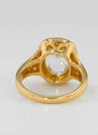 Floral Engraved 3 CT Oval Cut Lab Grown Diamond Compass Setting Ring