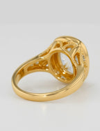 Floral Engraved 3 CT Oval Cut Lab Grown Diamond Compass Setting Ring