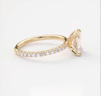 Side angle showcasing the brilliant round pavé diamonds along the yellow gold band.