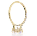 Standing view showing full profile and underside of 3 carat round lab diamond ring