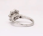 Bottom profile view showing intricate openwork gallery of 2 CT lab diamond halo ring