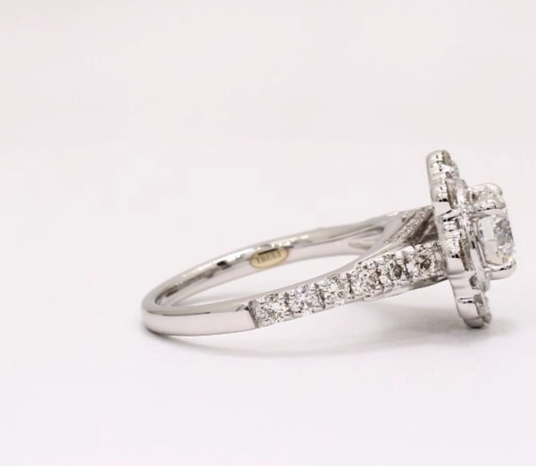 Close-up side view highlighting the brilliant pavé diamond band in white gold