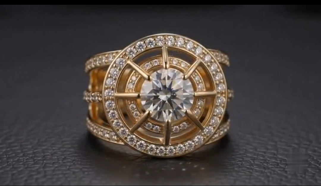 2 Ct round cut lab grown diamond double halo engagment ring