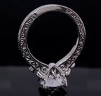 Underside and scrollwork detail of 2 carat round lab grown diamond ring