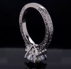 Intricate basket setting detail under 2 CT round brilliant lab diamond