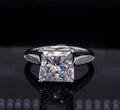 Straight-on view of 3ct princess cut diamond showing geometric clarity and brilliance