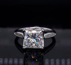Straight-on view of 3ct princess cut diamond showing geometric clarity and brilliance