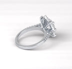 Back profile view highlighting the raised cathedral setting and pavé band of the starburst halo ring.