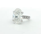 Front view of 4 CT oval cut solitaire lab created diamond engagement ring