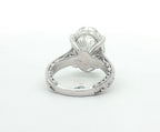 Rear bottom perspective of engraved ring band and secure prong base