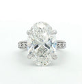 Direct top-down view of brilliant 4 CT oval cut lab grown diamond solitaire