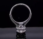 Full inner profile view of a 3 CT cushion cut lab grown diamond ring standing on its setting.