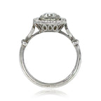 Side profile view of a 2 CT Asscher cut lab grown diamond engagement ring showcasing an intricate openwork filigree gallery and cuff details.