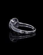 Interior view showcasing the undergallery support structure and smooth inner band of a 3ct round lab diamond ring.