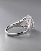 Side view highlighting the elevated cathedral gallery and sleek white gold shank transition.