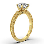 2 CT Heart Cut Lab Grown Diamond Vintage Ring | Engraved Scrollwork Band