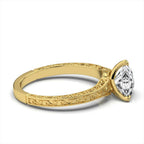 2 CT Heart Cut Lab Grown Diamond Vintage Ring | Engraved Scrollwork Band
