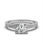 2 CT Heart Cut Lab Grown Diamond Vintage Ring | Engraved Scrollwork Band